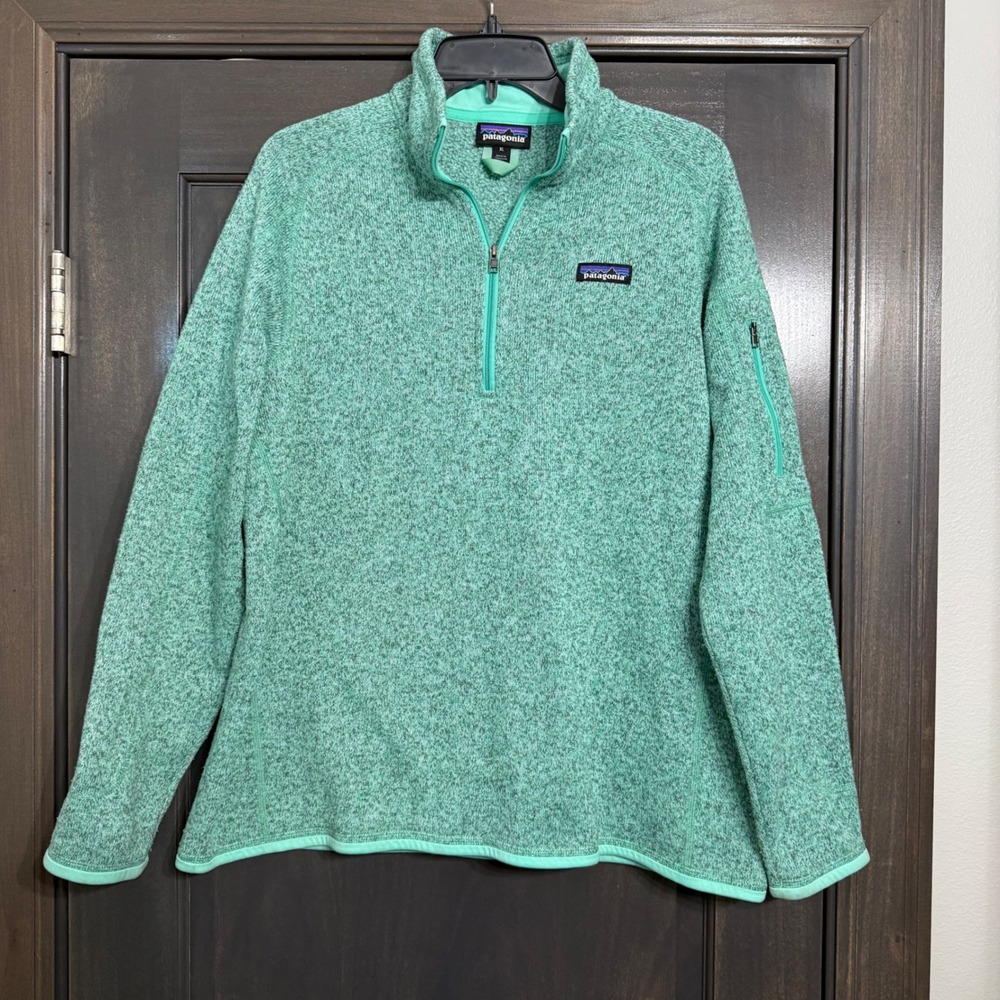 Patagonia Better Sweater 1/4 Zip Fleece Pullover Green Heather Womens XL